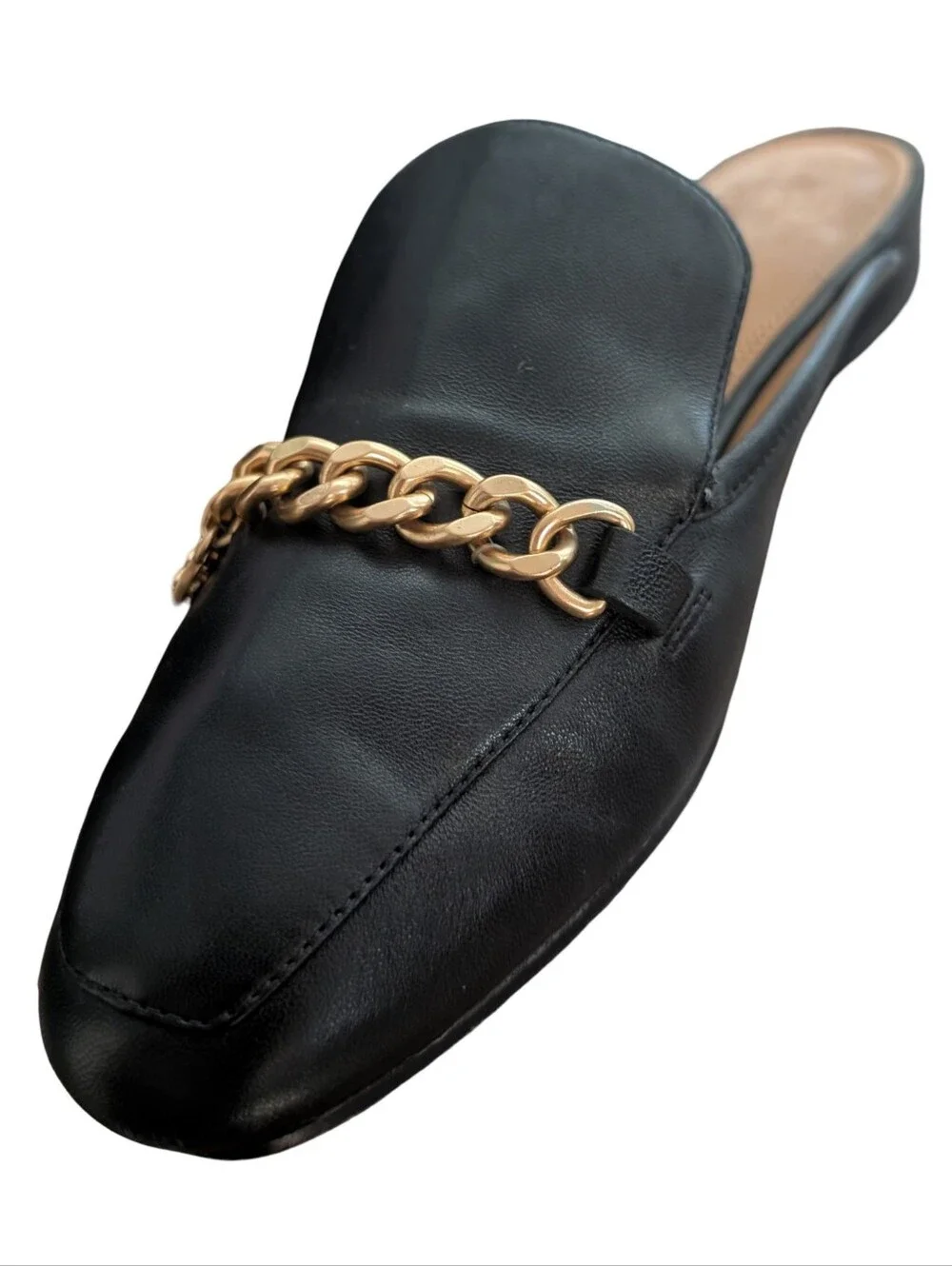 Tory Burch Mini Benton leather loafer slide mule in black, size 8M